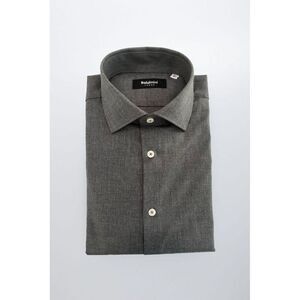 Baldinini Trend Cotton Classic Fit Shirt Men Gray Shirts